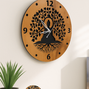 Wooden Clock with Meditative Design