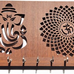 Ganesha Om Chakra Key Holder in wooden 2026