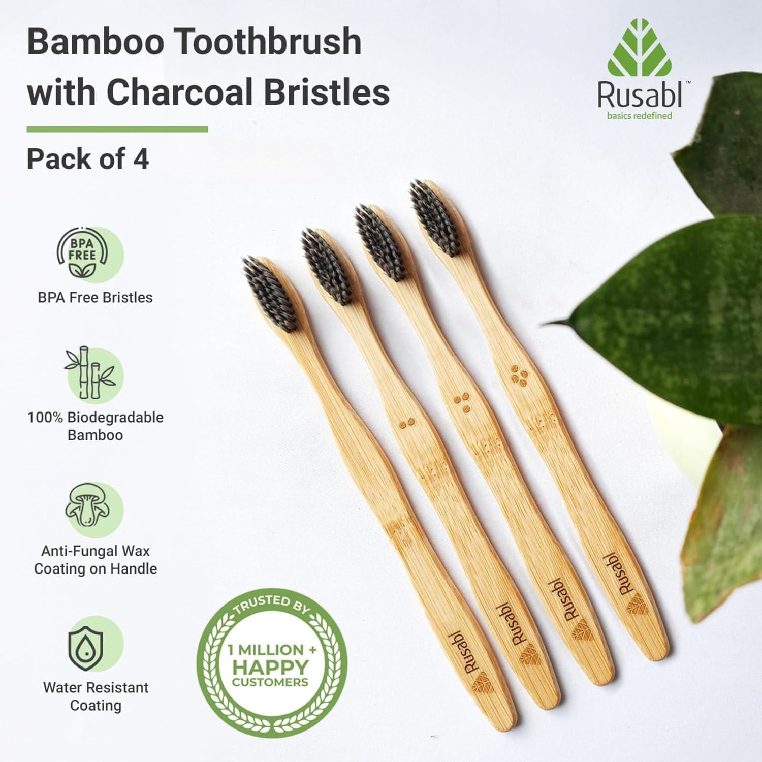 Organic Bamboo Toothbrush wooden minesh handicraft