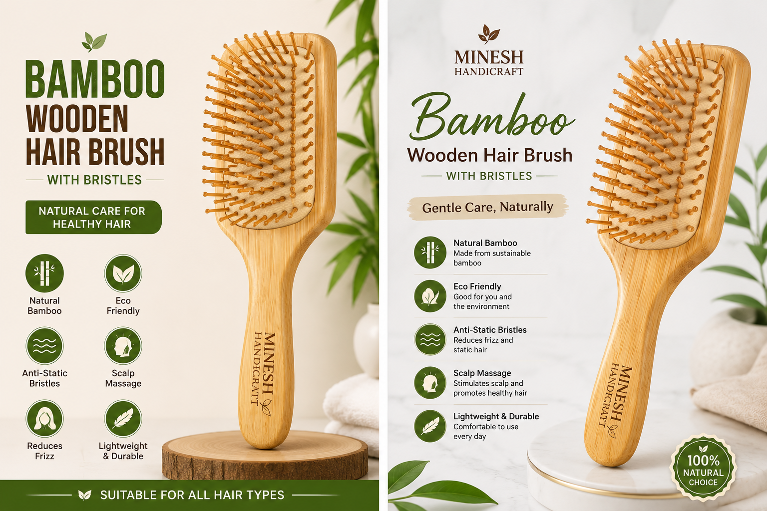 Anti-Static Hair Brush in wooden