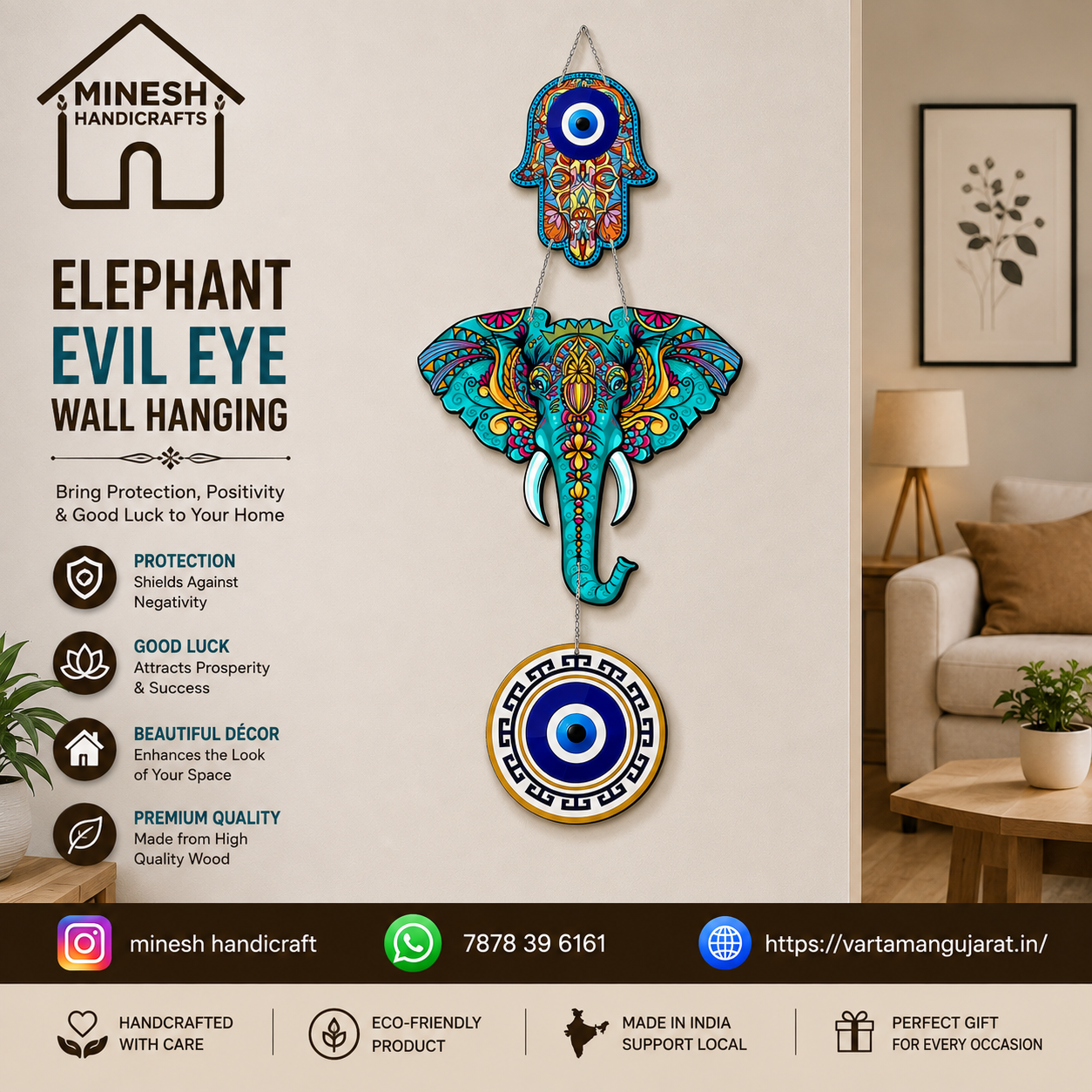 Elephant Wooden Wall Hanging