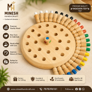 Wooden Memory Game Toy for Kids & Family Montessori Educational Board Game with Dice Handmade Wooden Learning Toy Minesh Handicraft